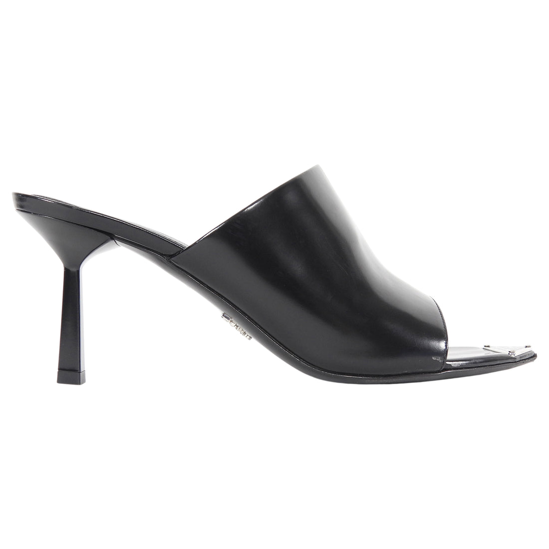 Prada Black Brushed Leather Open High Heel Mules - 37