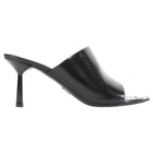Prada Black Brushed Leather Open High Heel Mules - 37