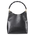 Gucci Black Vintage Smooth Leather Bamboo Handle Medium Tote Bag