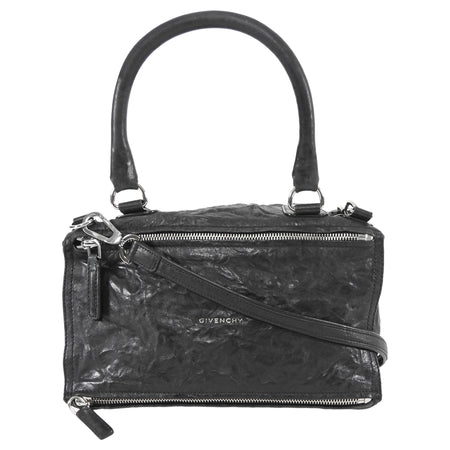 Givenchy Black Aged Pepe Leather Medium Satchel Bag