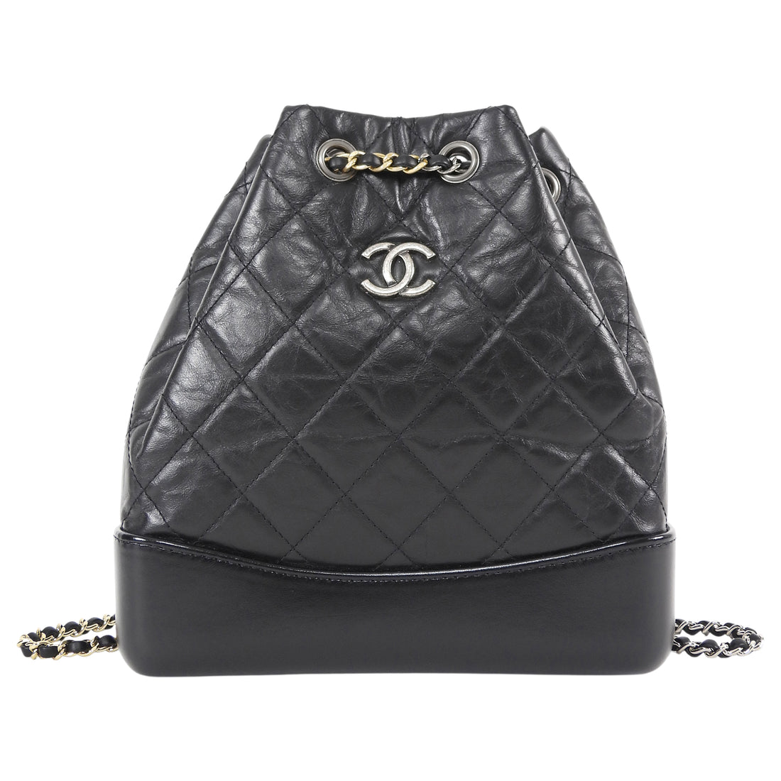 Chanel Black Small Quilted Leather Gabrielle Chain Small Backpack Bag