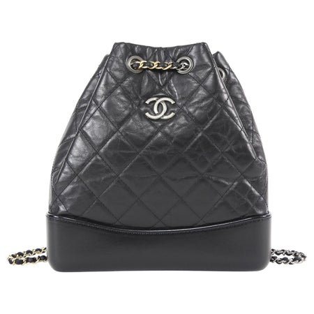 Chanel Black Small Quilted Leather Gabrielle Chain Small Backpack Bag