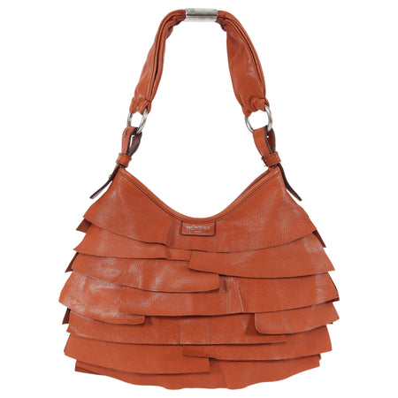 YSL Rive Gauche Burnt Orange Vintage SS2004 St Tropez Small Ruffle Leather Bag