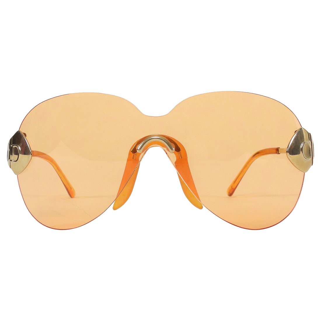 Dior Orange x John Galliano Vintage SS2000 Clear Acetate Pilot Shield Sunglasses
