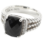 David Yurman Black Silver Sterling Silver Onyx Petite Wheaton Ring - US 6