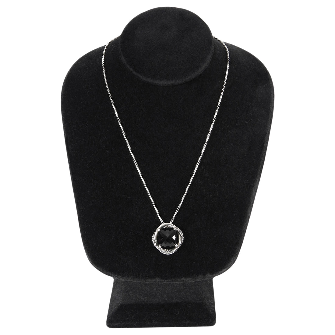David Yurman Black Silver 14mm Black Onyx Sterling Infinity Pendant Necklace