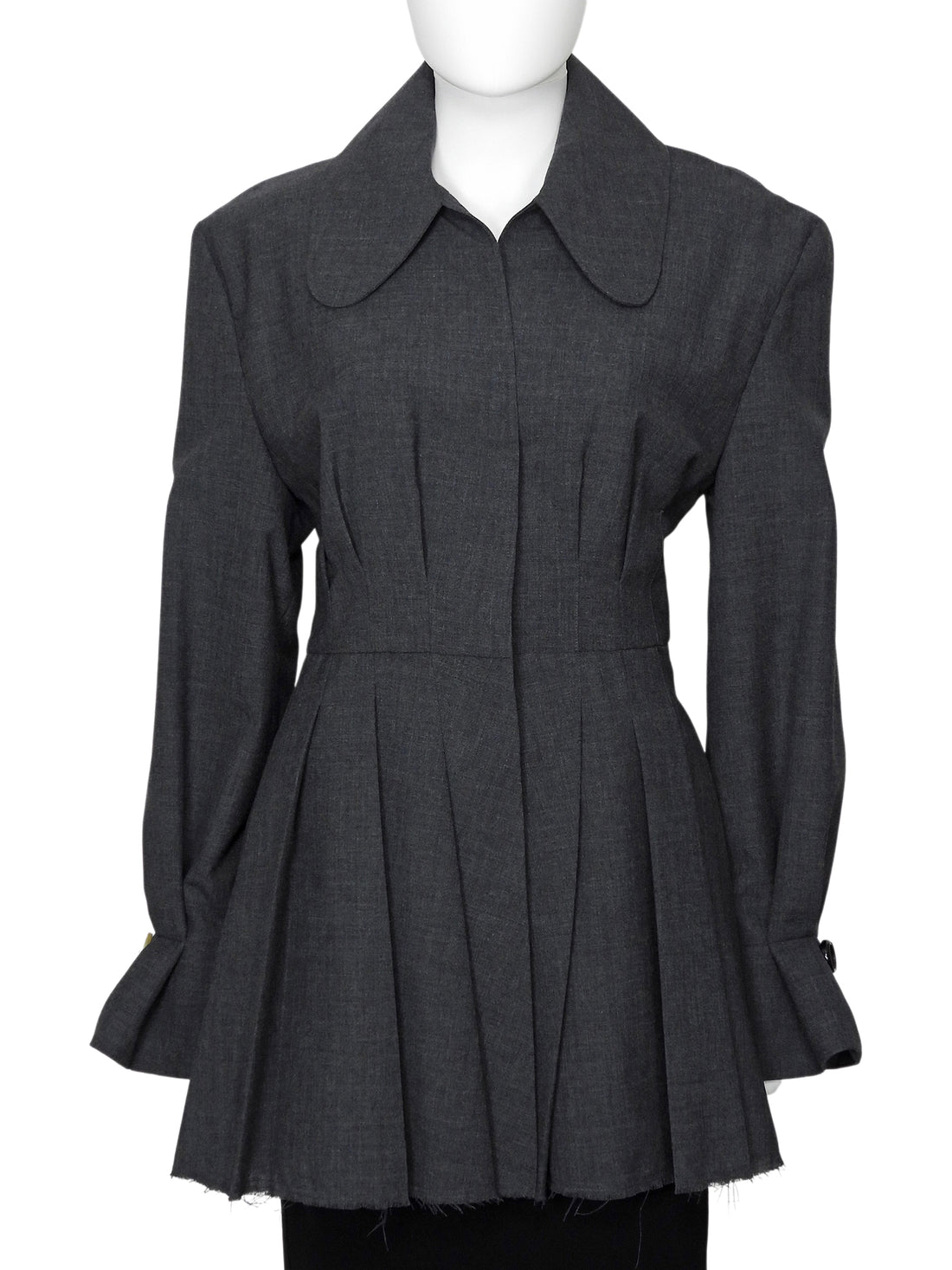 Jacquemus Grey Pleated La Vests Plisse Coat Dress -38