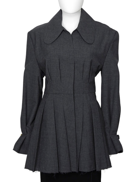Jacquemus Grey Pleated La Vests Plisse Coat Dress -38