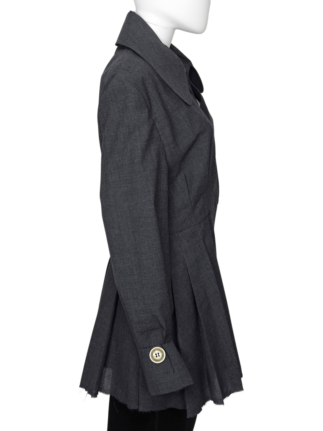 Jacquemus Grey Pleated La Vests Plisse Coat Dress -38