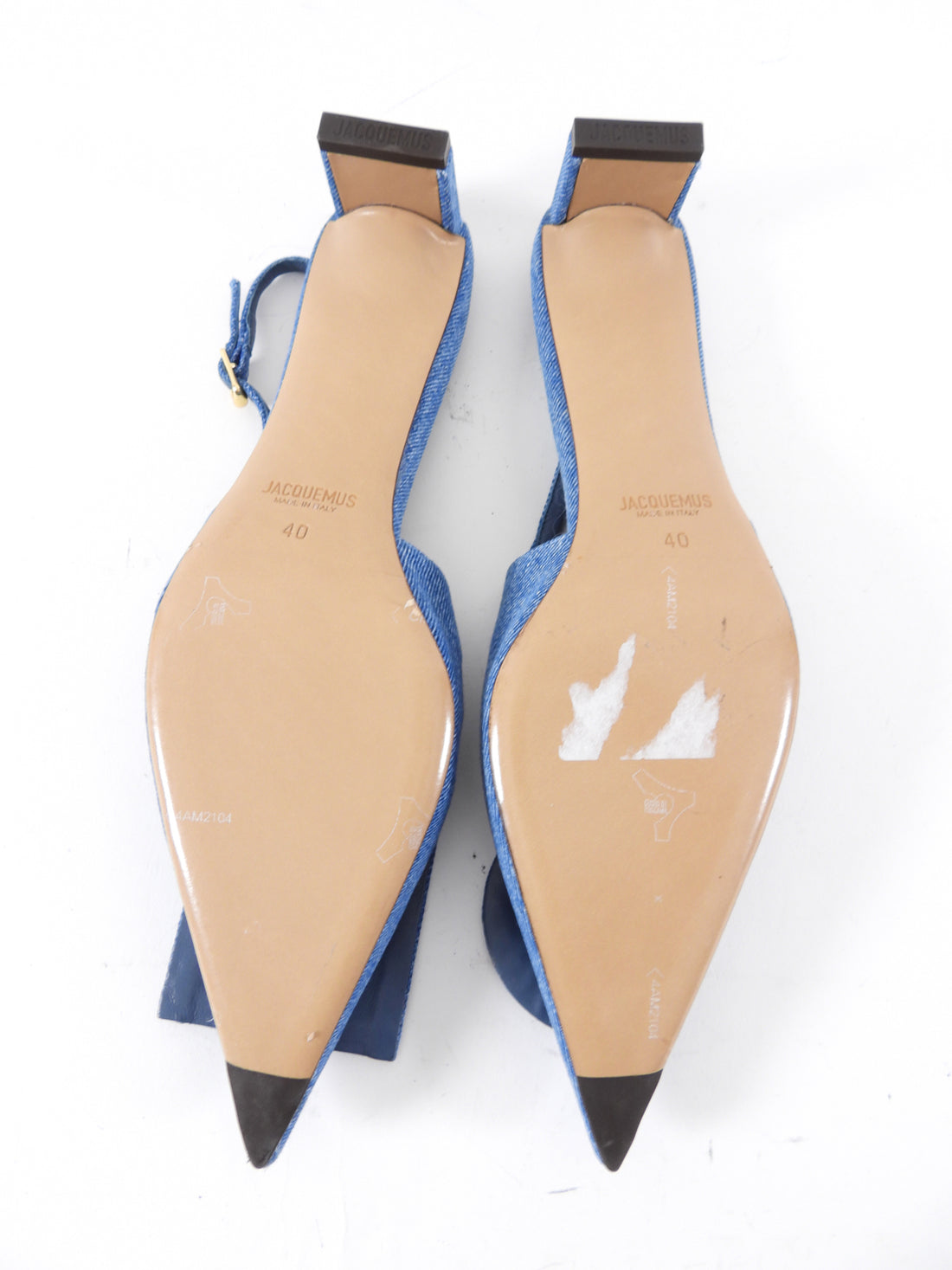 Jacquemus Blue Denim Duelo Block Heel Slingbacks - 40