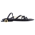 Jacquemus Black Leather Flat Pralu Logo Sandals - 37