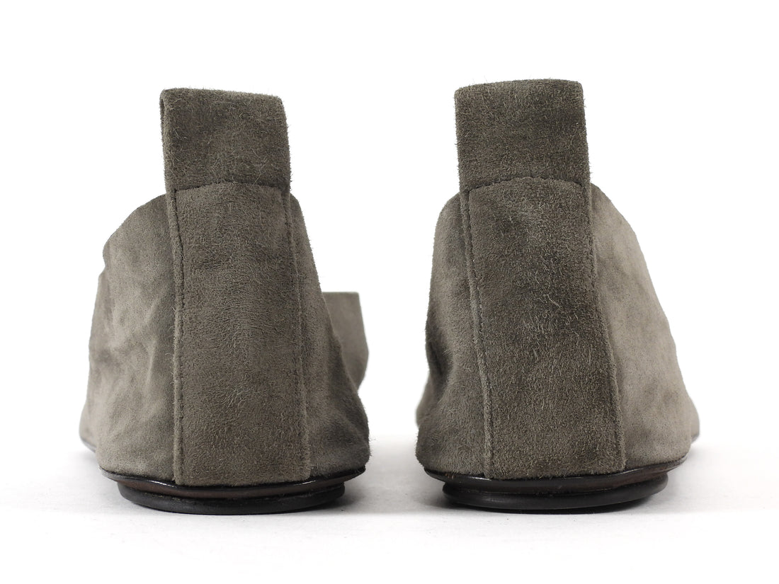 James Perse Taupe Grey Suede V Ballet Flat Shoes - 36.5