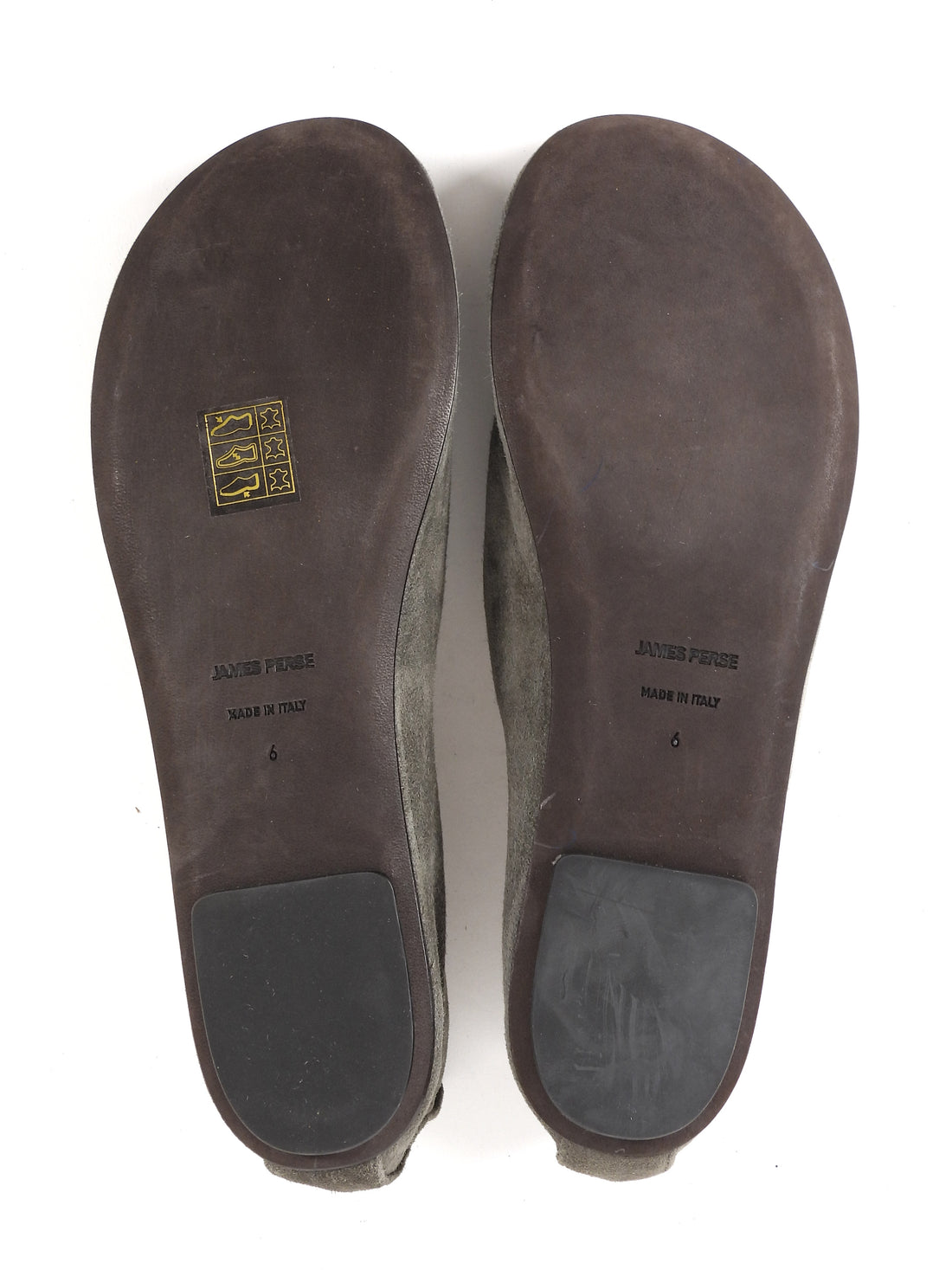 James Perse Taupe Grey Suede V Ballet Flat Shoes - 36.5