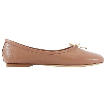 Jamie Haller Leather Round Toe Ballet Flat with Bow - 36 / 37.5
