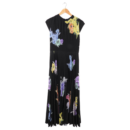 Jason Wu Collection Black and Multi Floral Knife Pleat Long Dress - S (6)