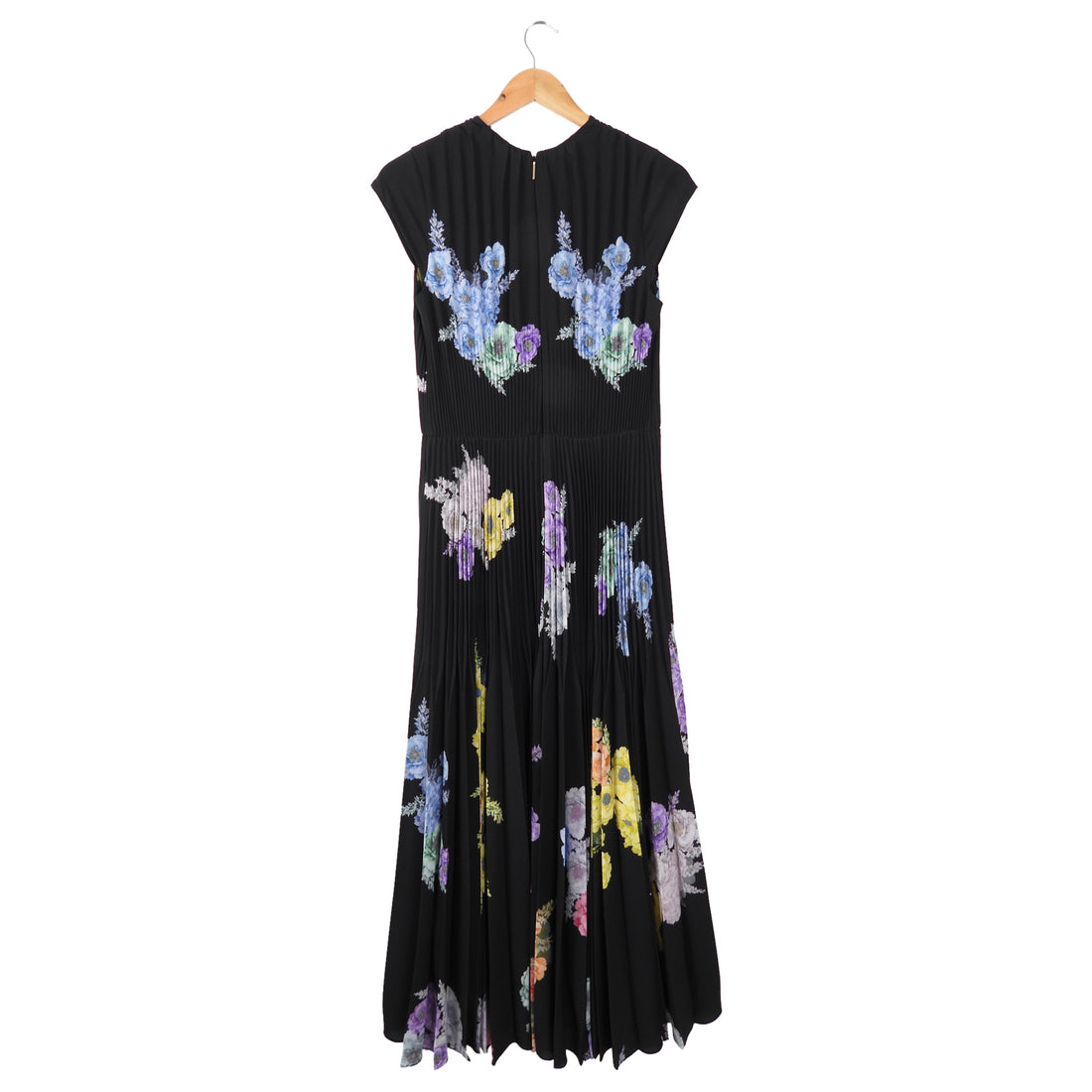 Jason Wu Collection Black and Multi Floral Knife Pleat Long Dress - S (6)