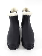 Jenni Kayne Black Rubberized Leather Highland Shearling Ankle Boot - 37