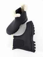 Jenni Kayne Black Rubberized Leather Highland Shearling Ankle Boot - 37