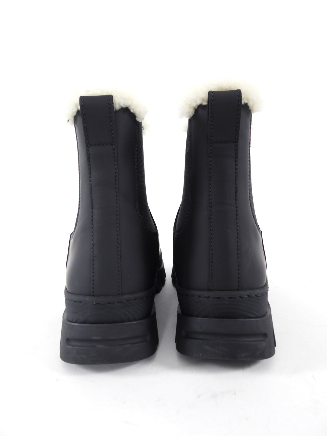 Jenni Kayne Black Rubberized Leather Highland Shearling Ankle Boot - 37