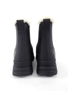 Jenni Kayne Black Rubberized Leather Highland Shearling Ankle Boot - 37