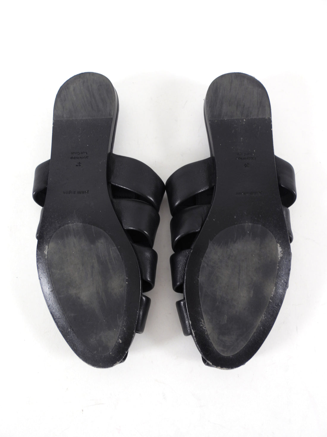 Jenni Kayne Black Leather Woven Flat Mules - 37