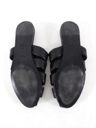 Jenni Kayne Black Leather Woven Flat Mules - 37