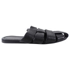 Jenni Kayne Black Leather Woven Flat Mules - 37