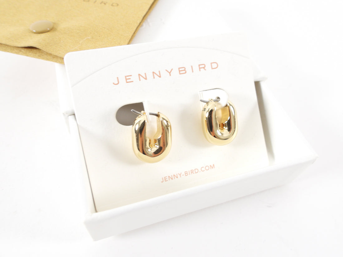 Jenny Bird Shiny Goldtone Metal Huggie Earrings