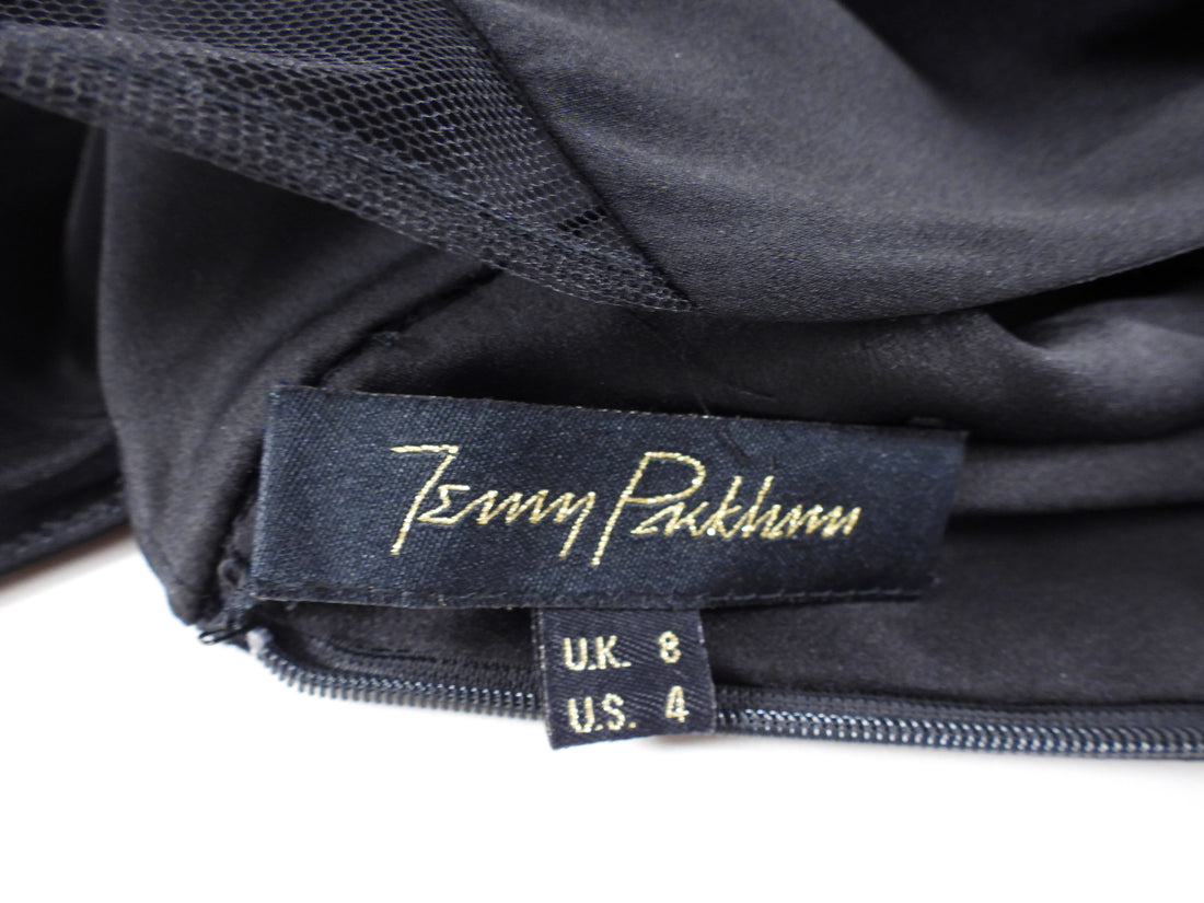 Jenny Packham Black Satin Crystal Embellished Jumpsuit - 4