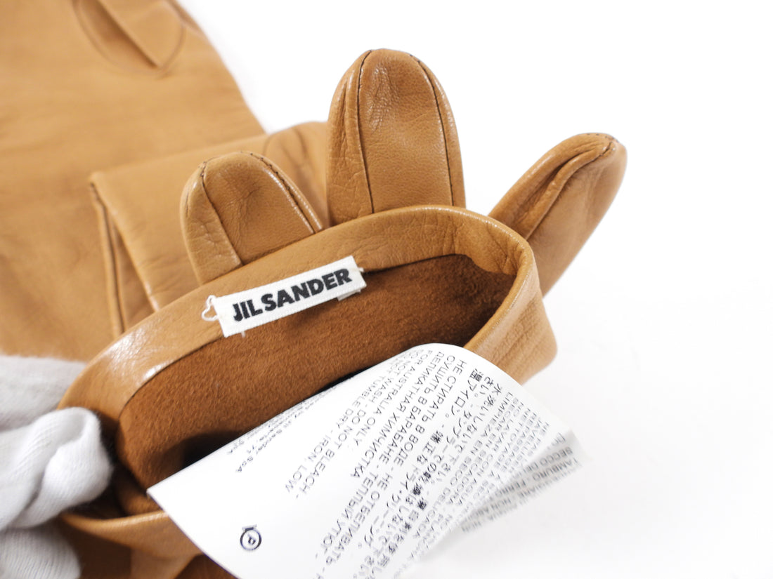 Jil Sander Tan Leather Gloves - 8 / L