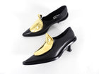 Jil Sander Black Leather Pumps with Gold Buckle - 41