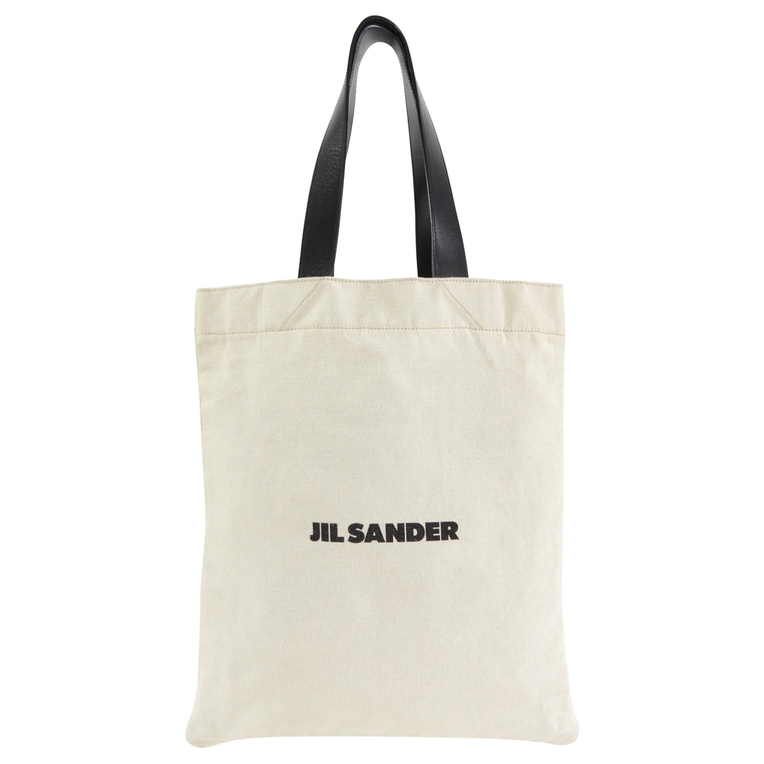 Jil Sander Natural Canvas and Leather Logo Tote Bag