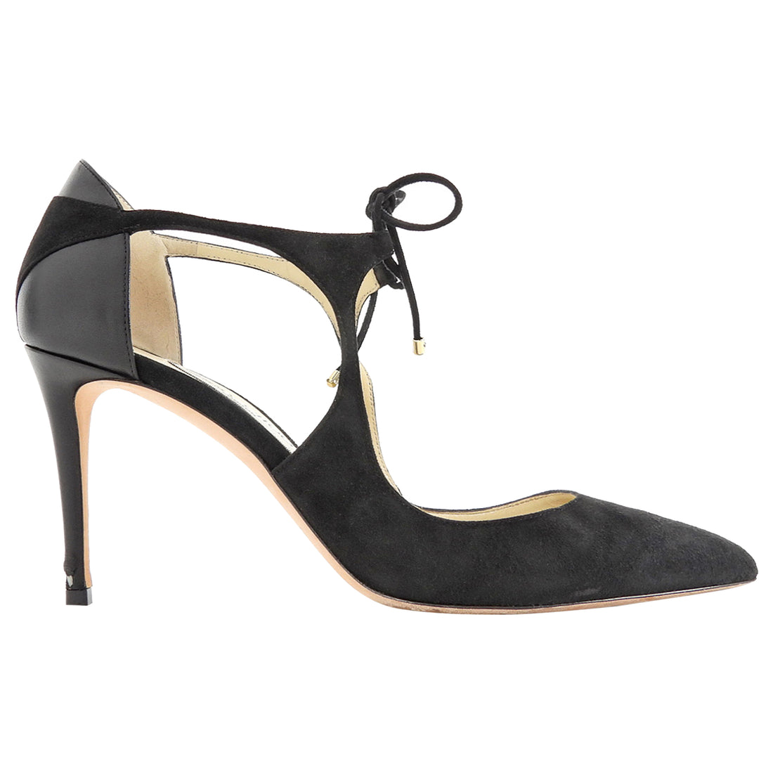 Jimmy Choo Black Suede and Leather Vanessa 85 Pump - 40