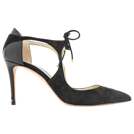Jimmy Choo Black Suede and Leather Vanessa 85 Pump - 40