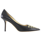 Jimmy Choo Black Studded Leather Pointed Pumps - 40