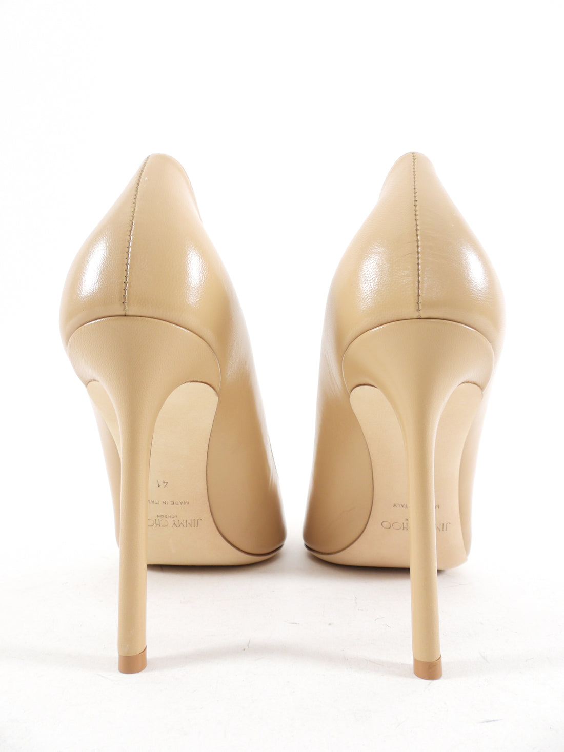 Jimmy Choo Beige Leather Romy 100 Pumps - 41