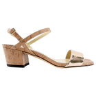 Jimmy Choo Aadra 45 Beige and Gold Block Heel Sandal - 37