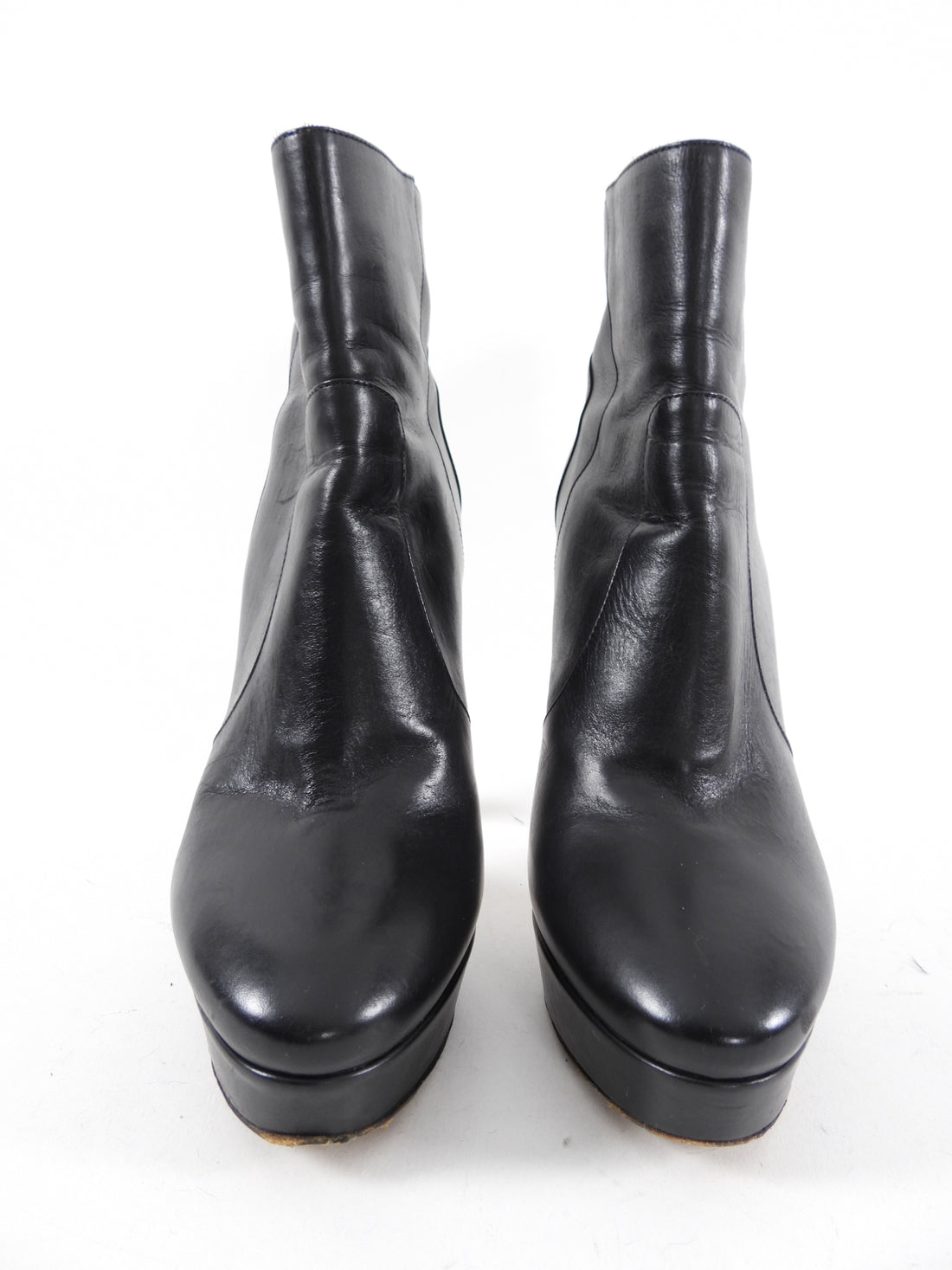 Jimmy Choo Black Leather Platform Ankle Boots - 39.5