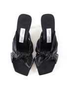 Jimmy Choo Black Leather Knot Kitten Keel Mule - 37
