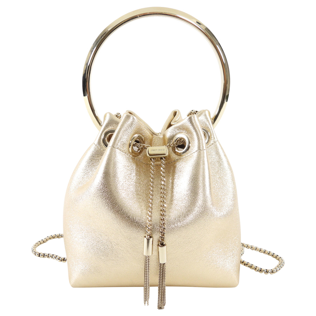 Jimmy Choo Gold Metallic Leather Micro Bon Bon Chain Bag