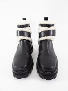 Jimmy Choo Black Leather and Shearling Meena Ankle Boot - 7
