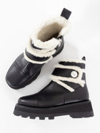 Jimmy Choo Black Leather and Shearling Meena Ankle Boot - 7