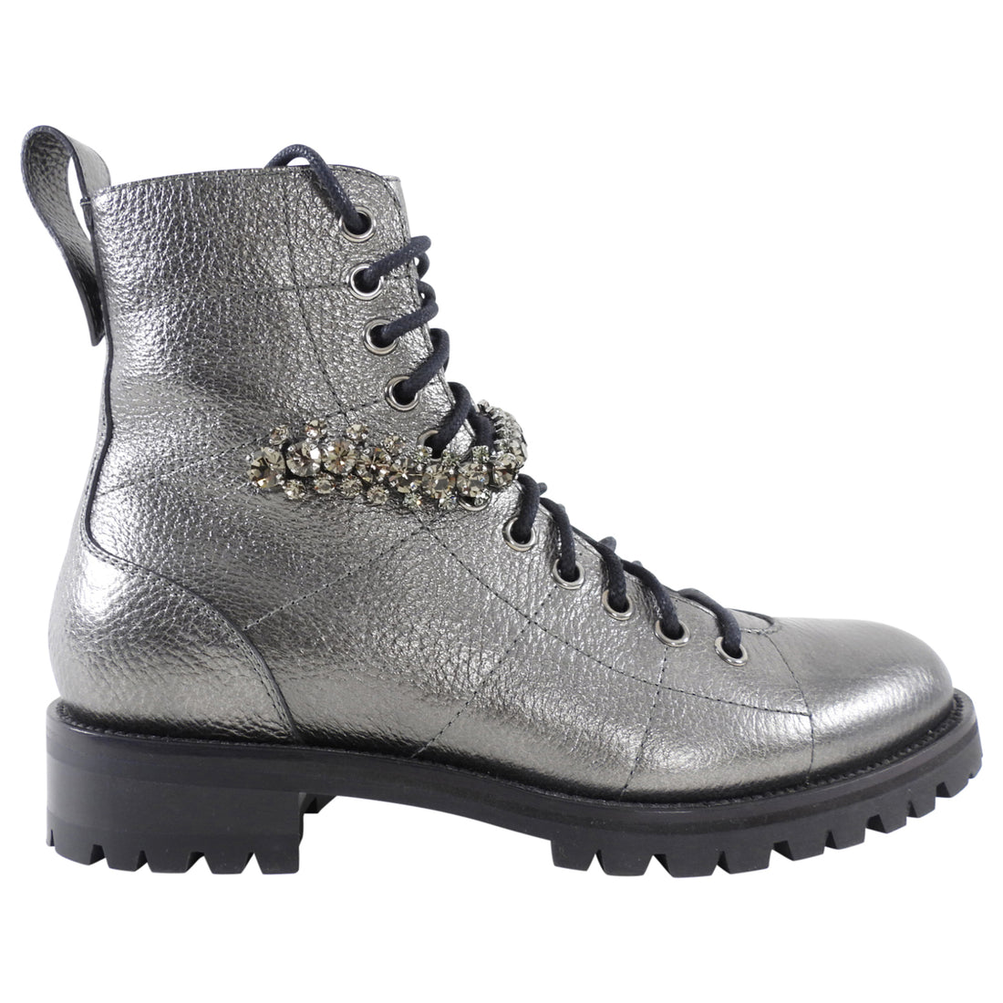 Jimmy Choo Pewter Grey Jewelled Ankle Boots - 36