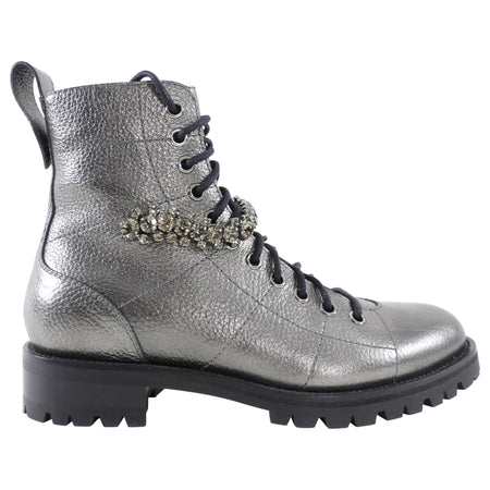Jimmy Choo Pewter Grey Jewelled Ankle Boots - 36