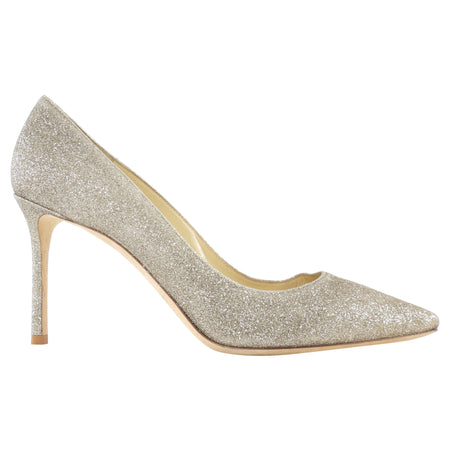 Jimmy Choo Light champagne Gold Glitter Pointed Pumps - 40