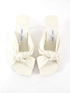 Jimmy Choo Ivory Leather Knot Kitten Keel Mule - 37
