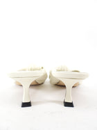 Jimmy Choo Ivory Leather Knot Kitten Keel Mule - 37