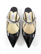 Jimmy Choo Black Patent Flat Crystal Embellished Mule - 36.5