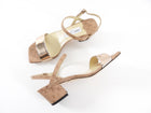 Jimmy Choo Aadra 45 Beige and Gold Block Heel Sandal - 37