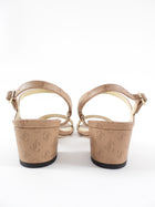 Jimmy Choo Aadra 45 Beige and Gold Block Heel Sandal - 37